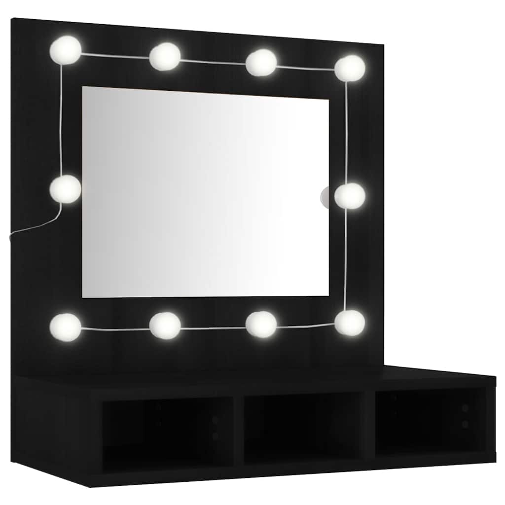 Thumbnail - vidaXL Spiegelschrank mit LED Schwarz 60x31,5x62 cm