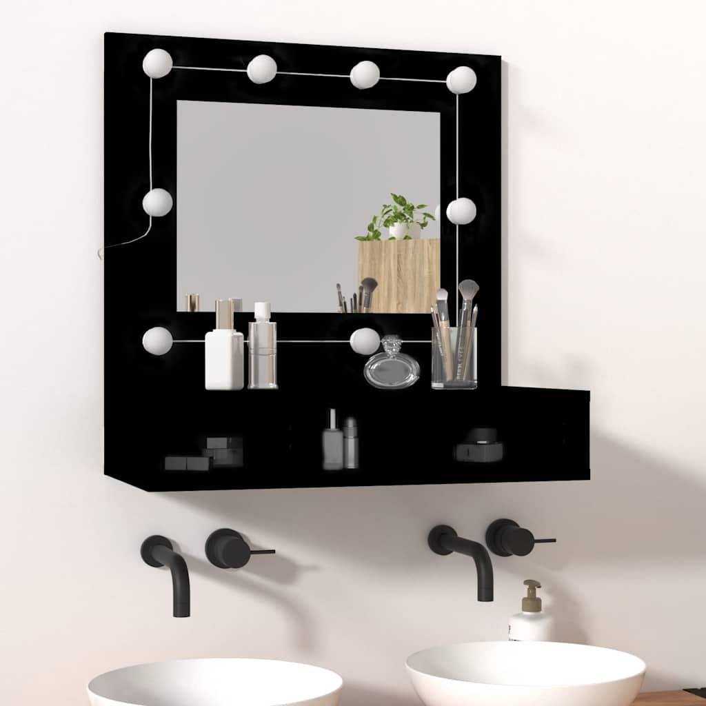 Thumbnail - vidaXL Spiegelschrank mit LED Schwarz 60x31,5x62 cm
