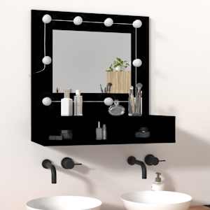 Zrcadlová skříňka s LED černá 60 x 31,5 x 62 cm - obrázek 3