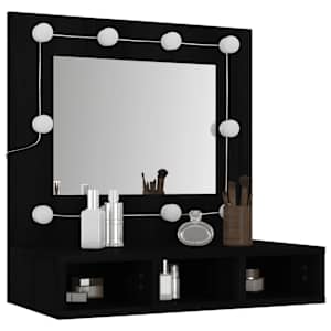 Zrcadlová skříňka s LED černá 60 x 31,5 x 62 cm - obrázek 5