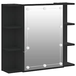 Zrcadlová skříňka s LED černá 70 x 16,5 x 60 cm - obrázek 2