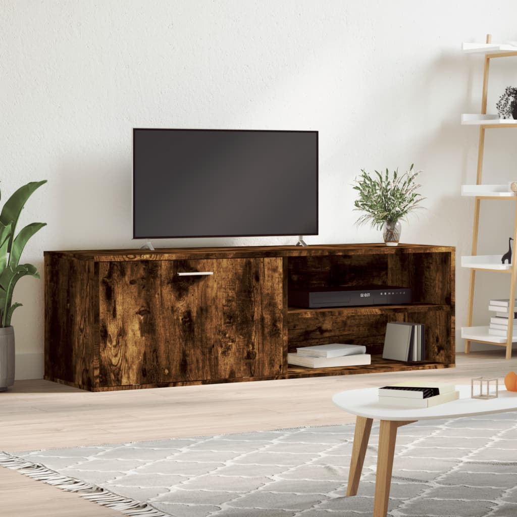 vidaXL Comodă TV, stejar fumuriu, 120x34x37 cm, lemn compozit