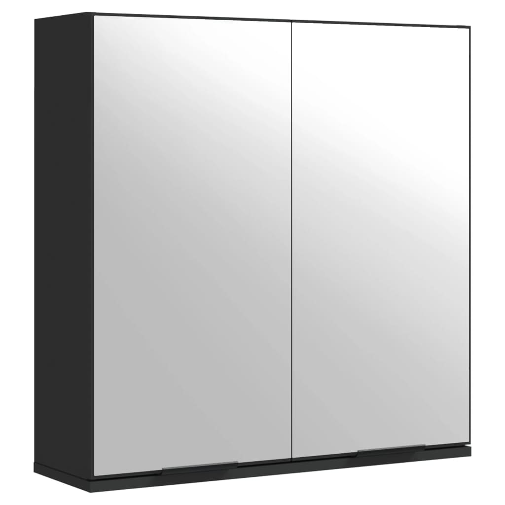 vidaXL Koupelnová skříňka se zrcadlem černá 64 x 20 x 67 cm kompozit