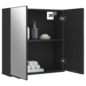 Koupelnová skříňka se zrcadlem černá 64 x 20 x 67 cm kompozit - obrázek 5
