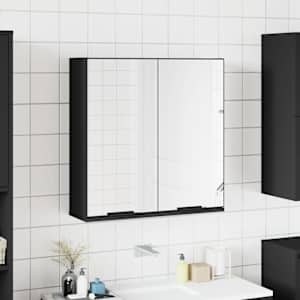 Koupelnová skříňka se zrcadlem černá 64 x 20 x 67 cm kompozit - obrázek 1