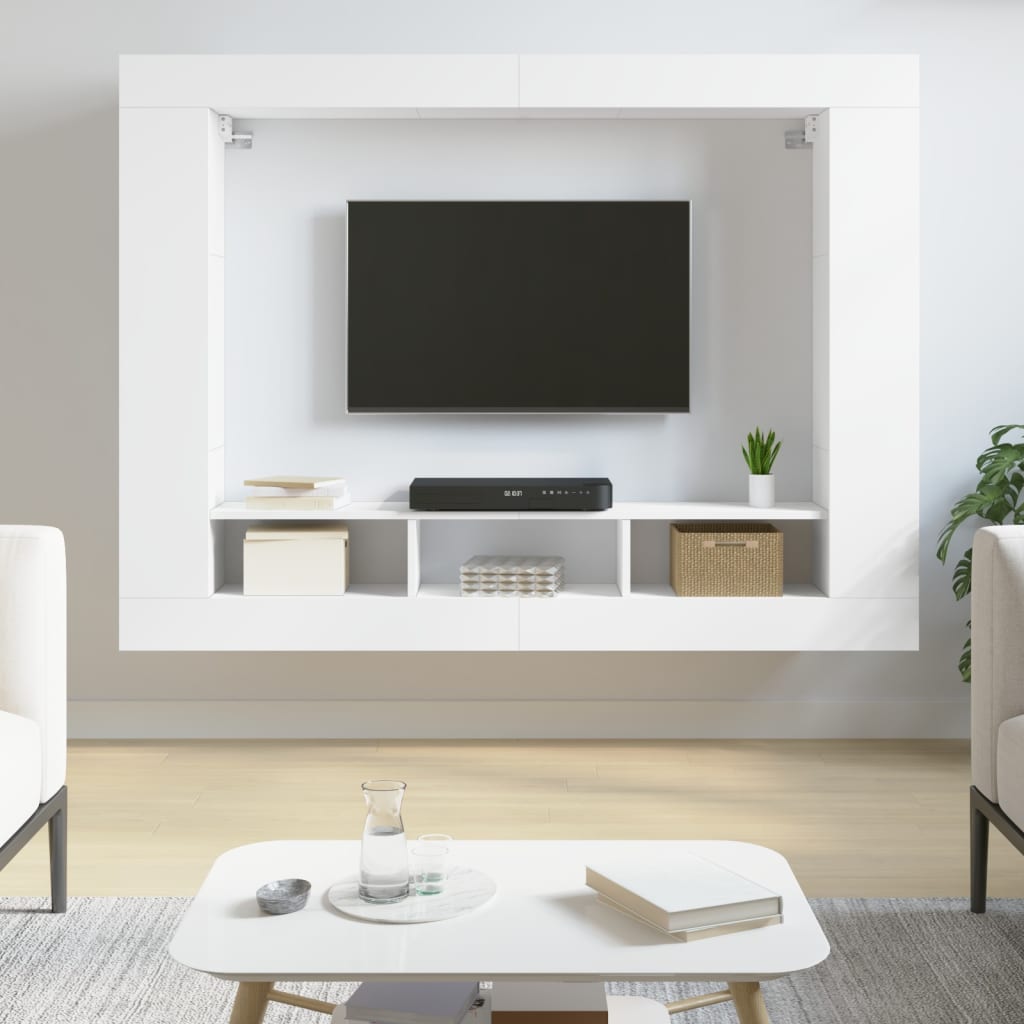 vidaXL Comodă TV, alb, 152x22x113 cm, lemn prelucrat
