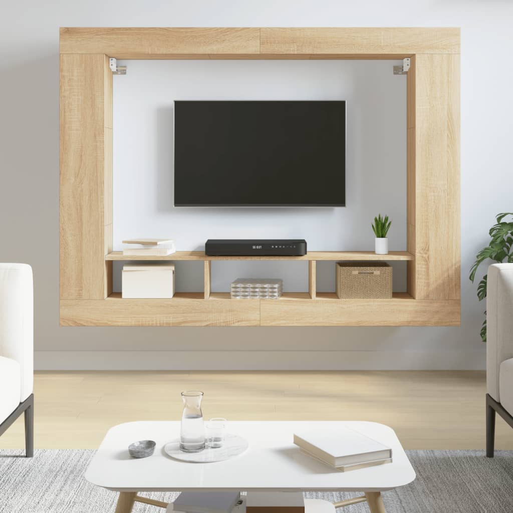 vidaXL tv-møbel 152x22x113 cm konstrueret træ sonoma-eg