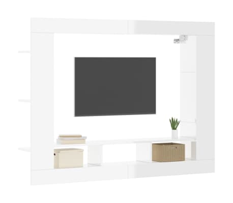 vidaXL Έπιπλο Τηλεόρασης Γυαλ. Λευκό 152x22x113 εκ. Επεξεργασμένο Ξύλο