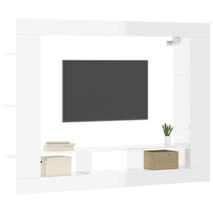 vidaXL Έπιπλο Τηλεόρασης Γυαλ. Λευκό 152x22x113 εκ. Επεξεργασμένο Ξύλο