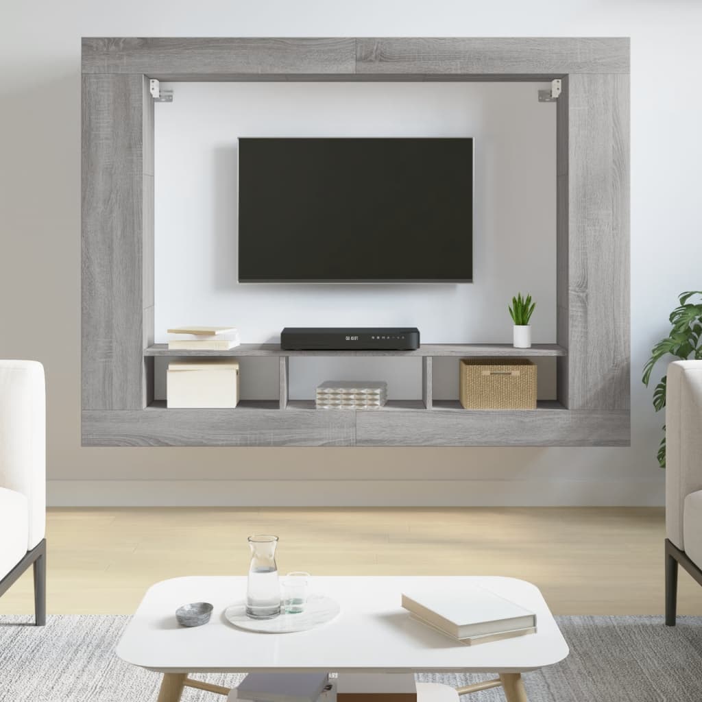 vidaXL tv-møbel 152x22x113 cm konstrueret træ grå sonoma-eg