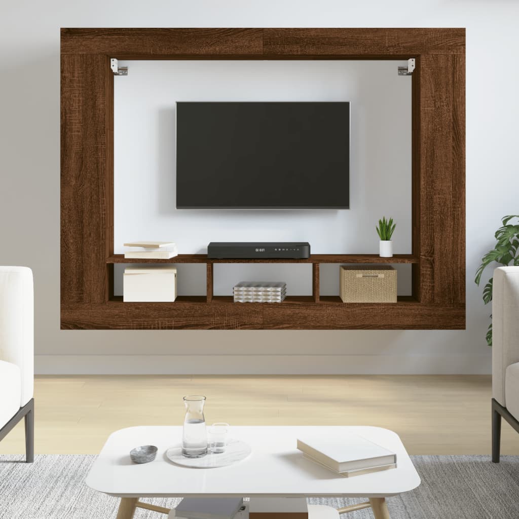 vidaXL tv-møbel 152x22x113 cm konstrueret træ brun egetræsfarve