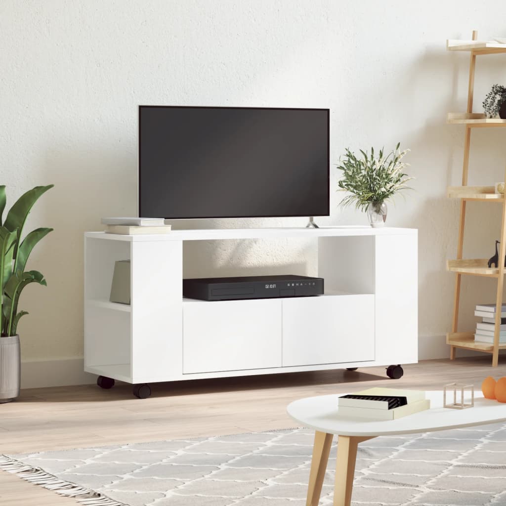 vidaXL Comodă TV, alb, 102x34,5x43 cm, lemn prelucrat