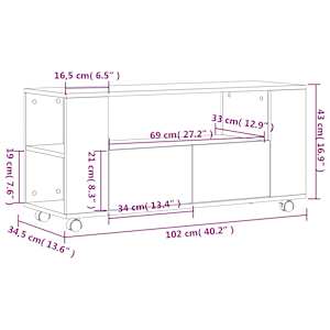 TV skříňka betonově šedá 102 x 34,5 x 43 cm kompozitní dřevo - obrázek 11