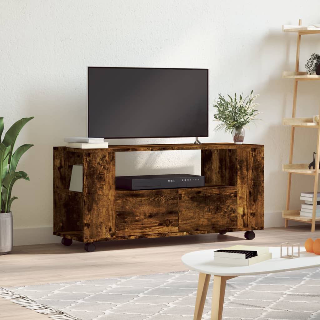 vidaXL tv-bord 102x34,5x43 cm konstrueret træ røget egetræsfarve