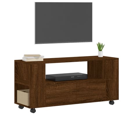 vidaXL TV-taso ruskea tammi 102x34,5x43 cm tekninen puu