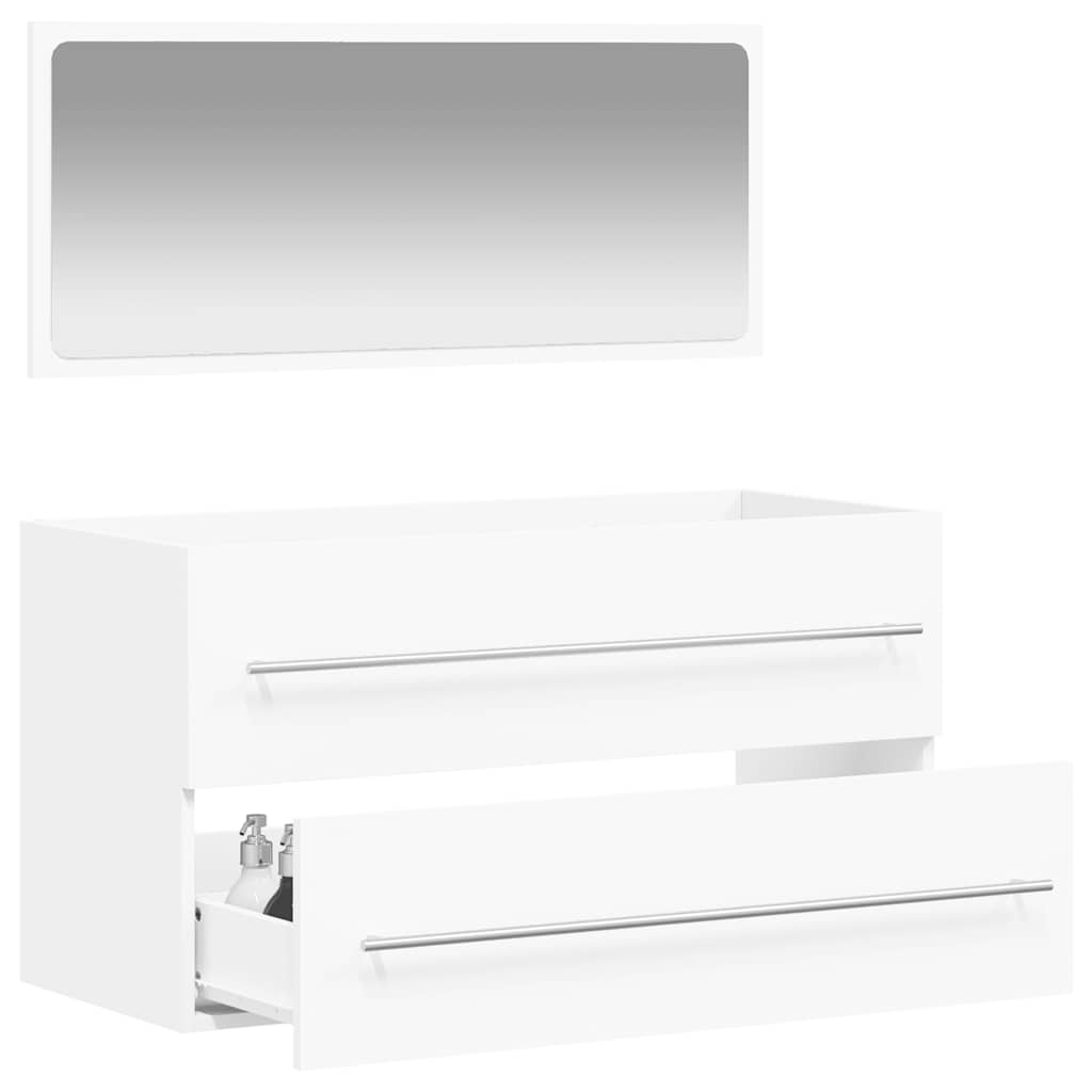 Thumbnail - vidaXL Badschrank mit Spiegel Weiß Holzwerkstoff