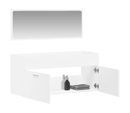 vidaXL Armoire de salle de bain avec miroir blanc bois d'ing&eacute;nierie