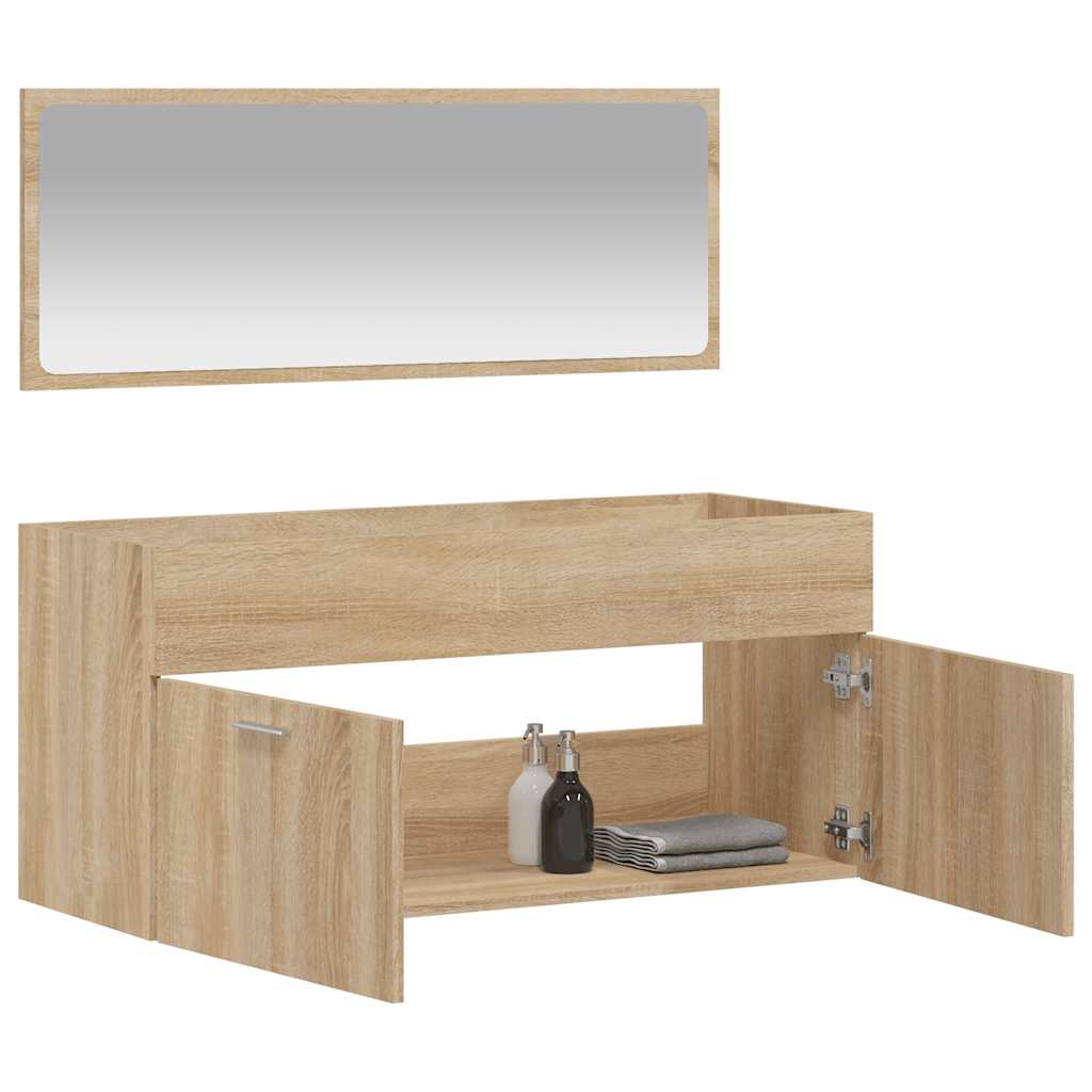 Thumbnail - vidaXL Badschrank mit Spiegel Sonoma-Eiche Holzwerkstoff