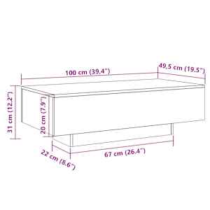 Konferenční stolek bílý 100 x 49,5 x 31 cm kompozitní dřevo - obrázek 9