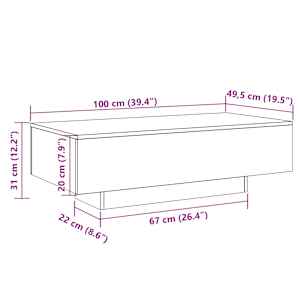 Konferenční stolek černý 100 x 49,5 x 31 cm kompozitní dřevo - obrázek 9
