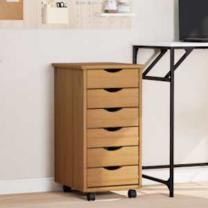 Premična omarica s predali MOSS medeno rjava trdna borovina