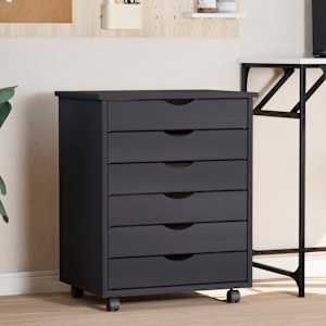 Premična omarica s predali MOSS siva trdna borovina