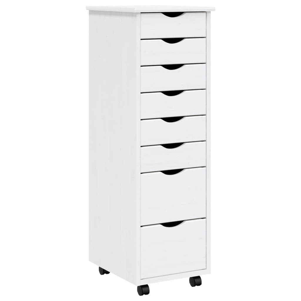 Image of vidaXL Rolling Cabinet with Drawers MOSS White Solid Wood Pine