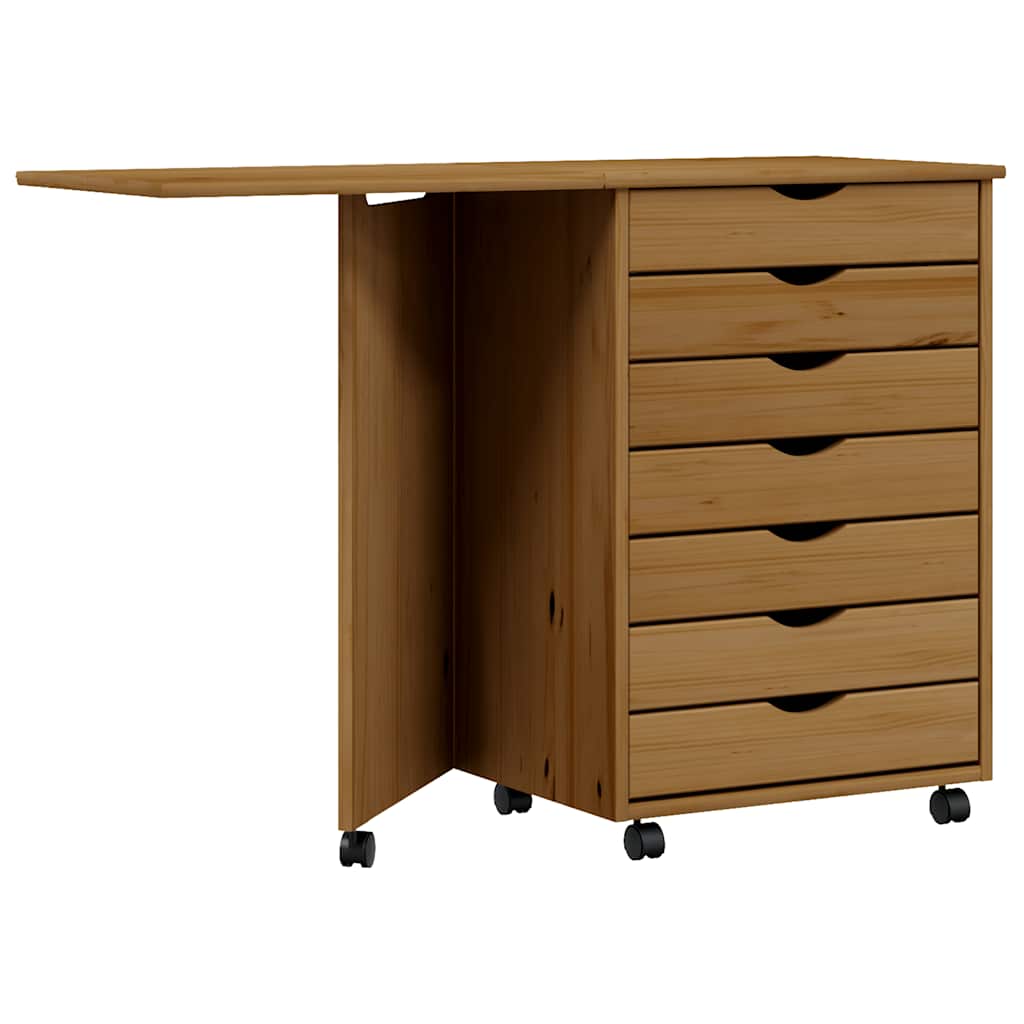Thumbnail - vidaXL Rollschrank mit Schreibtisch MOSS Honigbraun Massivholz Kiefer