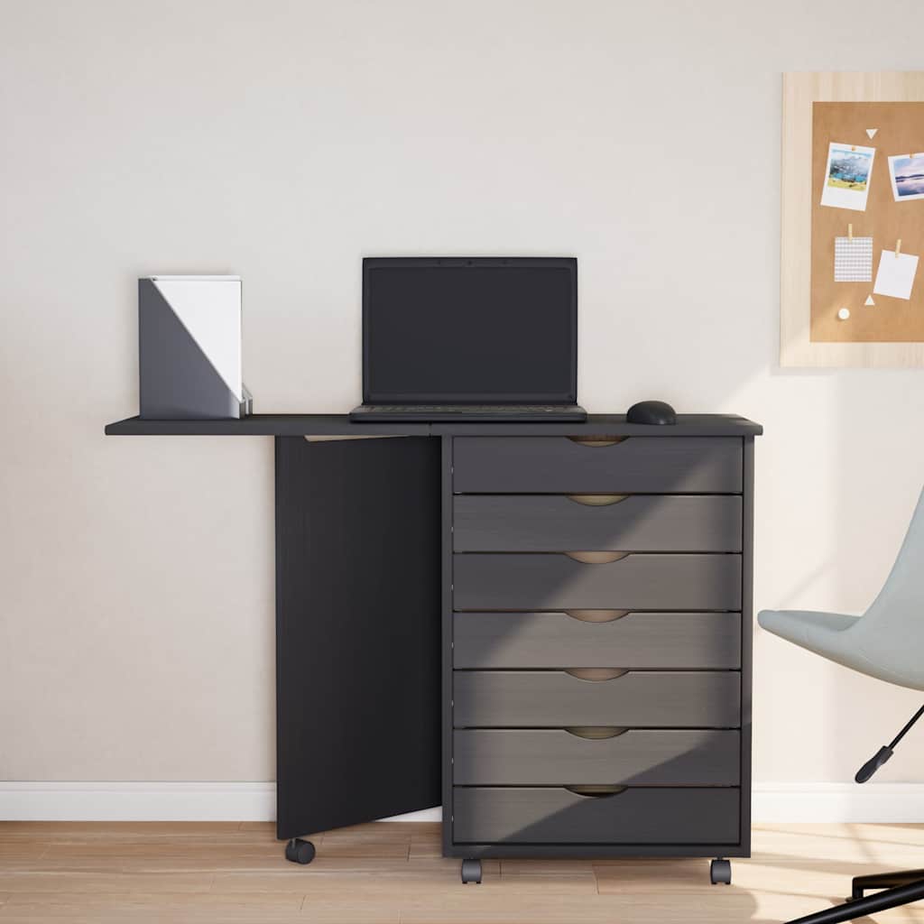 Thumbnail - vidaXL Rollschrank mit Schreibtisch MOSS Grau Massivholz Kiefer