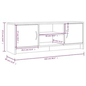 TV skříňka bílá vysoký lesk 102x30x37,5 cm kompozitní dřevo - obrázek 11