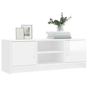vidaXL Meuble TV blanc brillant 102x30x37,5 cm bois d'ing&eacute;nierie