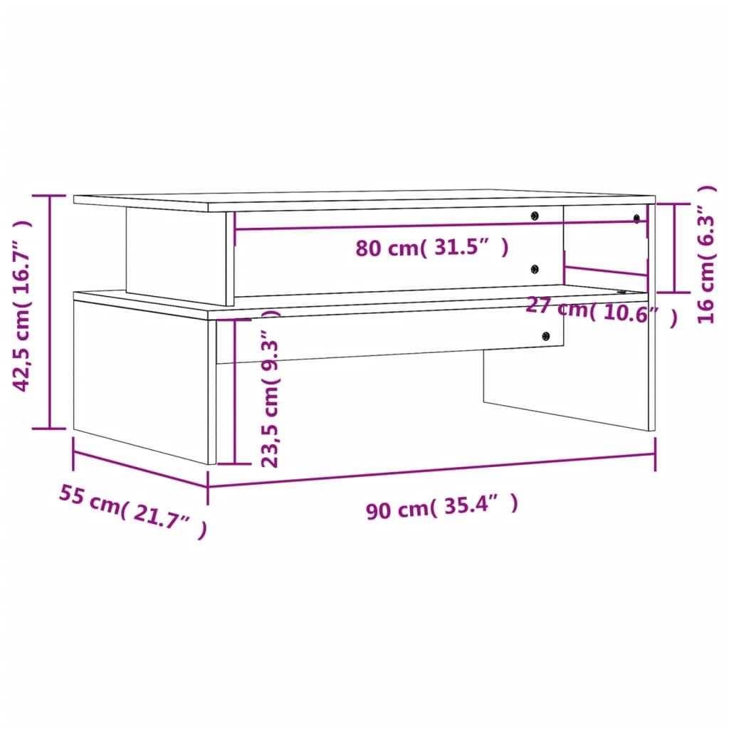 Klubska mizica sonoma hrast 90x55x42,5 cm inženirski les