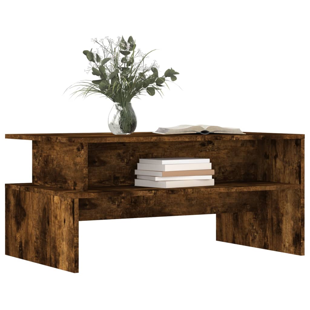 vidaXL Salontafel 90x55x42,5 cm bewerkt hout gerookt eikenkleurig