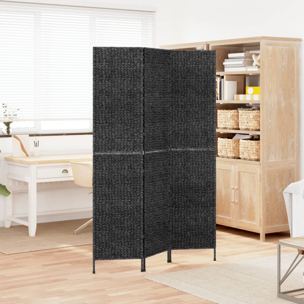 Vidaxl Paravan De Camera Cu 3 Panouri Negru 122x180 Cm, Zambila De Apa