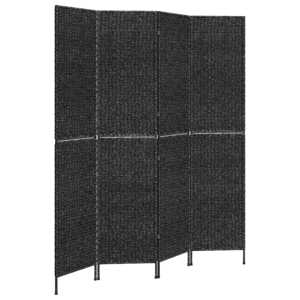 vidaXL Paraván 4panelový černý 163 x 180 cm vodní hyacint