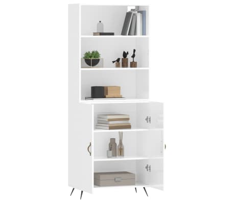 vidaXL Buffet haut Blanc brillant 69,5x34x180 cm Bois d'ingénierie