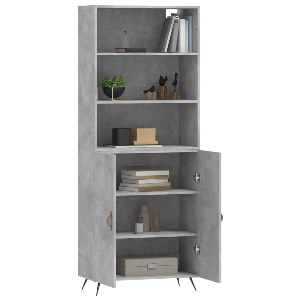 Thumbnail - vidaXL Highboard Betongrau 69,5x34x180 cm Holzwerkstoff