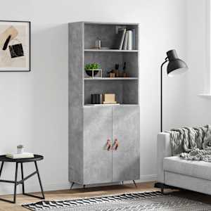 Skříň highboard betonově šedá 69,5x34x180 cm kompozitní dřevo - obrázek 1