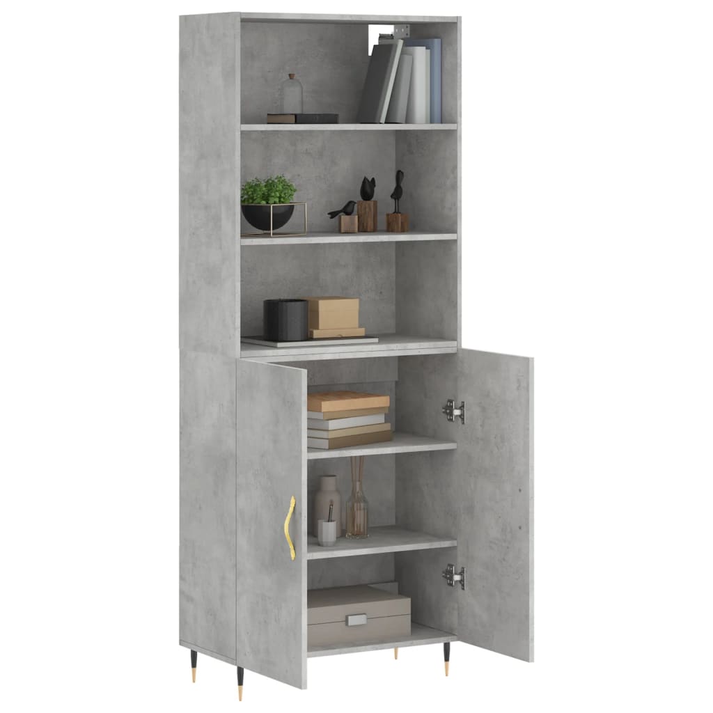 Thumbnail - vidaXL Highboard Betongrau 69,5x34x180 cm Holzwerkstoff