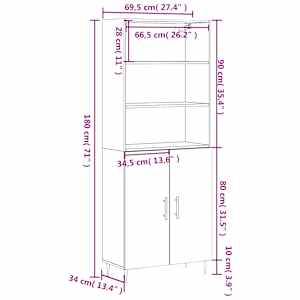 Skříň highboard betonově šedá 69,5x34x180 cm kompozitní dřevo - obrázek 13
