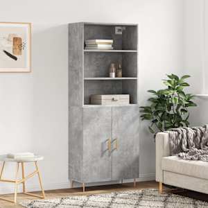 Visoka komoda betonsko siva 69,5x34x180 cm inženirski les