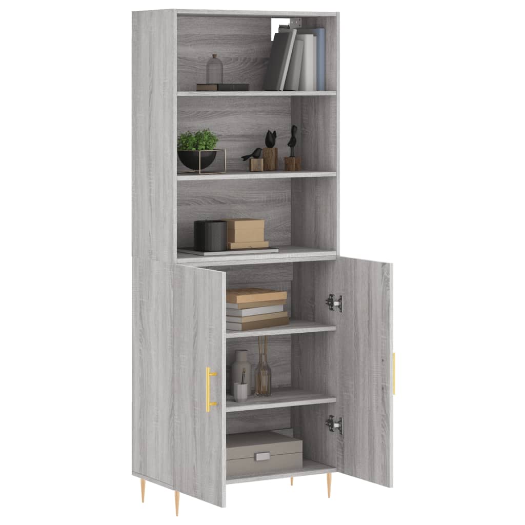 vidaXL Hoge kast 69,5x34x180 cm bewerkt hout grijs sonoma eikenkleurig afbeelding