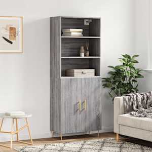 Skříň highboard šedá sonoma 69,5 x 34 x 180 cm kompozitní dřevo - obrázek 1