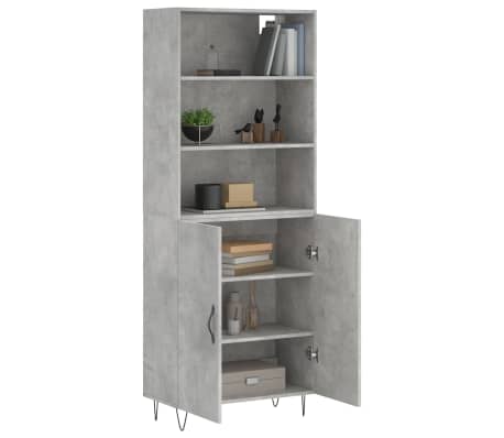 vidaXL Buffet haut Gris b&eacute;ton 69,5x34x180 cm Bois d'ing&eacute;nierie