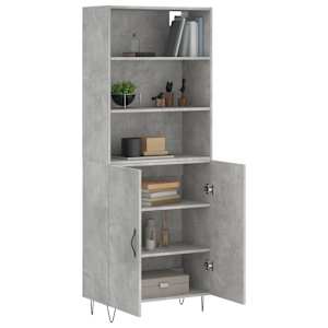 vidaXL Buffet haut Gris b&eacute;ton 69,5x34x180 cm Bois d'ing&eacute;nierie