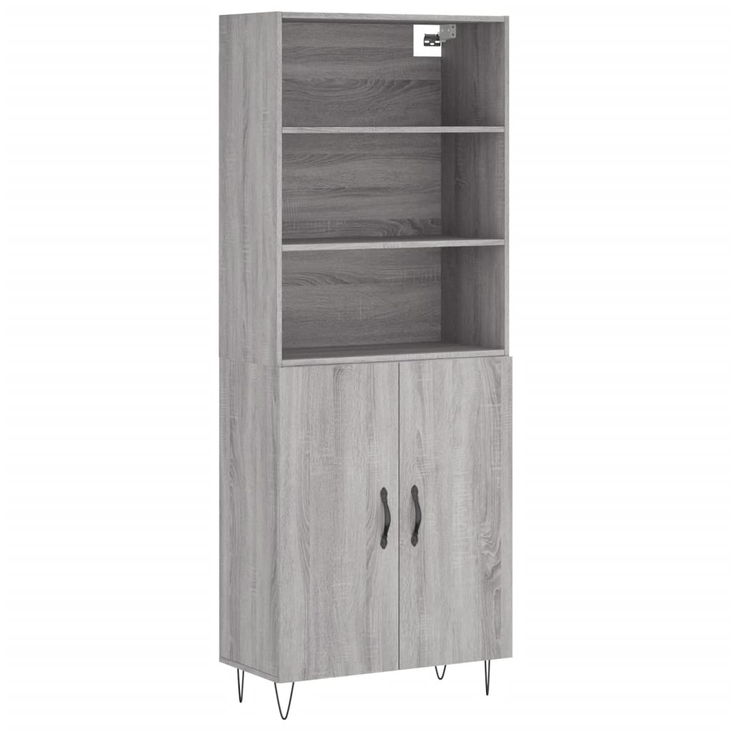 vidaXL Skříň highboard šedá sonoma 69,5 x 34 x 180 cm kompozitní dřevo