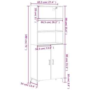 Skříň highboard dub sonoma 69,5 x 34 x 180 cm kompozitní dřevo - obrázek 13