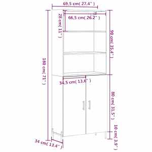 Skříň highboard bílá 69,5 x 34 x 180 cm kompozitní dřevo - obrázek 13