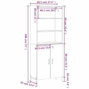 Skříň highboard betonově šedá 69,5x34x180 cm kompozitní dřevo - obrázek 13