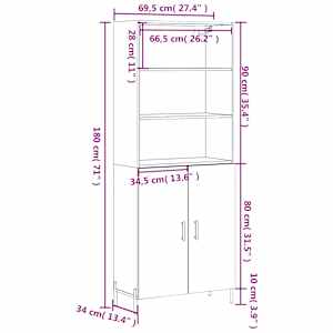 Skříň highboard šedá sonoma 69,5 x 34 x 180 cm kompozitní dřevo - obrázek 13